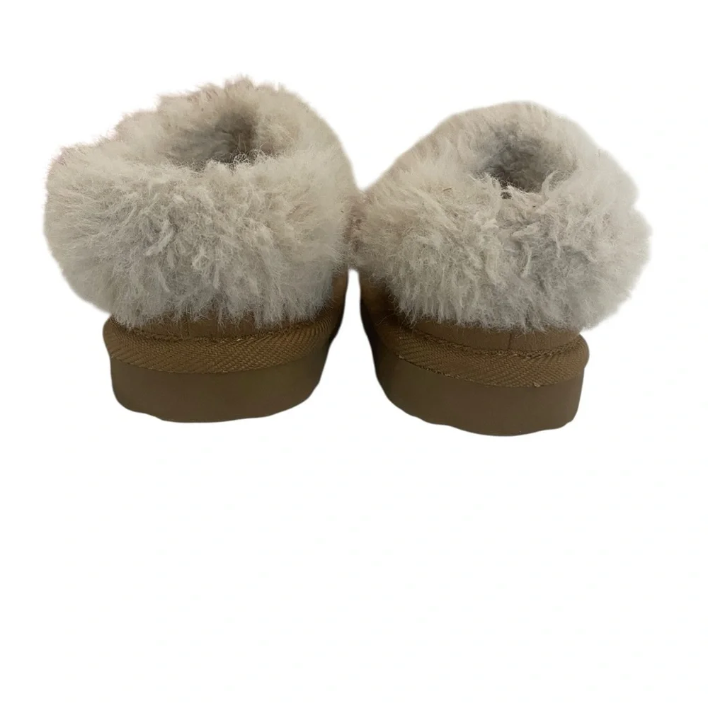 Target Toddler Tan Faux Suede & Fur Sherpa Lining  Slippers shoes Spring Snow